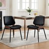 Modern Leather Upholstered Accent Chairs with Shell Strips, Dining Chairs with Walnut Wood and Metal Legs，Dining Chairs Set of 2 - 3 of 4