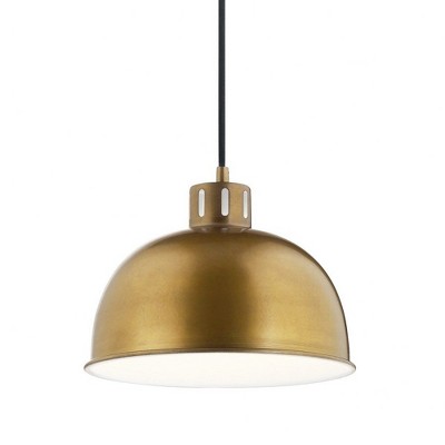 Zailey 9" Transitional Black and Brass Bowl Pendant Light