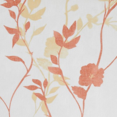 Orange Floral Sheer Polyester Window Curtain Panels, 52" x 108"
