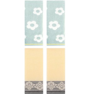 REGALWOVEN 4 Pcs Cute Floral Pattern Soft Absorbent Hand Towel for Bathroom - 1 of 4