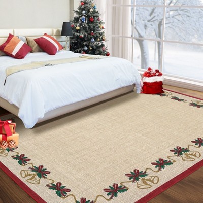 Christmas Runner Rug Solid Non-Slip Washable Christmas Kitchen Rug Holiday Decor Carpet for Dining Room Nursery Office