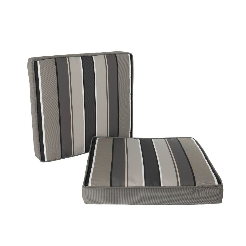 Home Fashions International 2pc 18"x19" Sundeck Stripe Deluxe Outdoor Seat Cushion Set, 1 of 6
