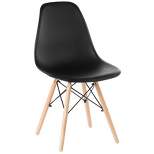 Fabulaxe Mid-Century Modern Style Plastic DSW Shell Dining Chair with Solid Beech Wooden Dowel Eiffel Legs