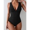 Eomenie One Piece Swimsuit for Women Tummy Control Plunge V Neck Bathing Suit Slimming Wide Straps Swimwear - 2 of 3