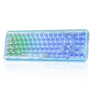 MaseiKar X71 Wireless Hot Swappable Transparent Mechanical Keyboard, 68% Layout, BT5.0/2.4G/USB-C Gasket Mount RGB Backlit - 1 of 4