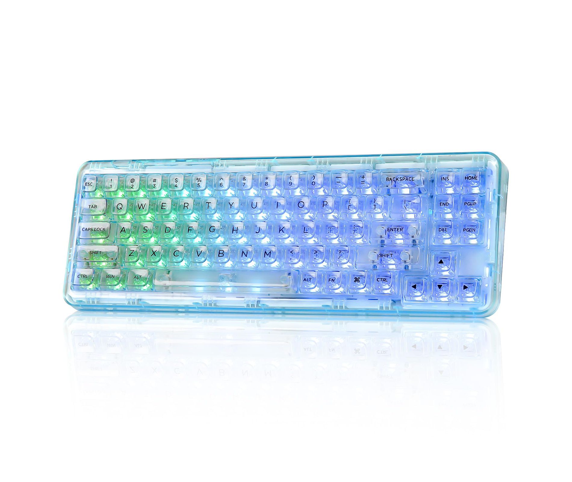 MaseiKar X71 Wireless Hot Swappable Transparent Mechanical Keyboard, 68% Layout, BT5.0/2.4G/USB-C Gasket Mount RGB Backlit