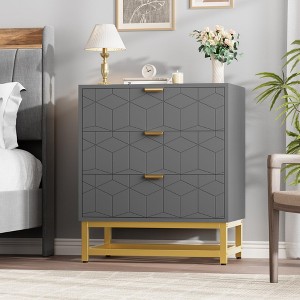 homfan Dresser for Bedroom, Wide Dresser Organizer, Drawer with Golden Metal Handle, Modern Chest of Drawers for Closet, Hallway, Living Room - 1 of 4