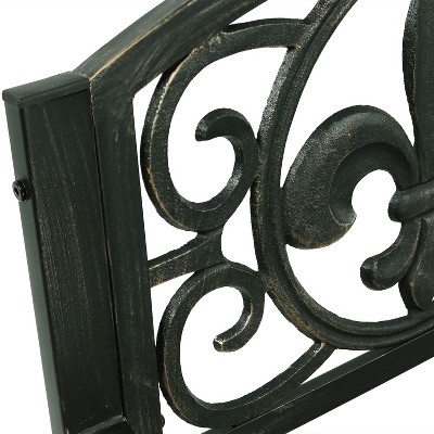 Black Cast Iron and Steel Fleur-de-Lis Outdoor Rocking Chair
