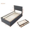 Twin/Full Size Platform Bed, Wooden Upholstered Bed Frame with Twin Trundle Bed and 3 Drawers - ModernLuxe - 3 of 4