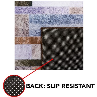Multicolor Faux Fur Rectangular Washable Area Rug
