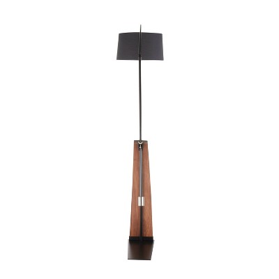 Robyn 67" Black and Walnut Arc Floor Lamp