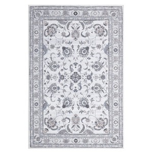 Washable Vintage Foral Rug Non Slip Low Pile Rug Soft Throw Floor Cover Foldable Indoor Carpet for Living Room Bedroom Playroom Nursery - 1 of 4