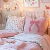 Coquette Room Decor,Pink Cute Bow Throw Pillow Covers 18x18 Set of 4,Gifts for Teen Girls Women,Pink - 3 of 4