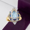 Ross-Simons 2.10 ct. t.w. London Blue, Sky Blue and White Topaz Ring With Blue Enamel in 18kt Gold Over Sterling - 4 of 4