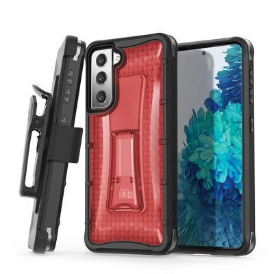 MyBat Pro Warrior Series Case with Holster Compatible With Samsung Galaxy S21 Plus - Red