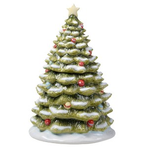 64oz Earthenware Evergreen Christmas Cookie Jar - Certified International - 1 of 3