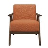 CAVINAS Mid-Century Modern Accent Chair with Solid Rubber Wood Frame and Textured Fabric Upholstery, Walnut Finish - 2 of 4