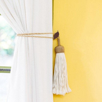 Rust and Gold Leaf Metal Curtain Tieback Hooks - Set of 2