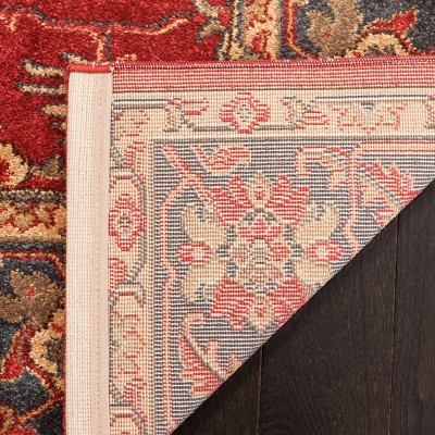 Red and Navy Traditional 8' x 11' Easy-Care Synthetic Rug