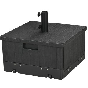 Aghana Digitals 3-in-1 Patio Umbrella Stand: 175lbs Capacity PE Metal Base with Wheels, Coffee - 1 of 4