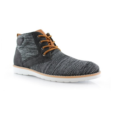 Polar Fox Mens Bohort MPX506060 Mid-Top Knitted Round Toe Sneaker Boots, in Black, Size 7.5