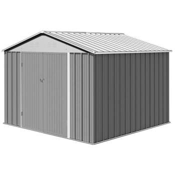 8'x8' Outdoor Storage Shed, Large Garden Shed. Updated Reinforced and Lockable Doors Frame Metal Storage Shed for Patiofor Backyard, Patio,Grey