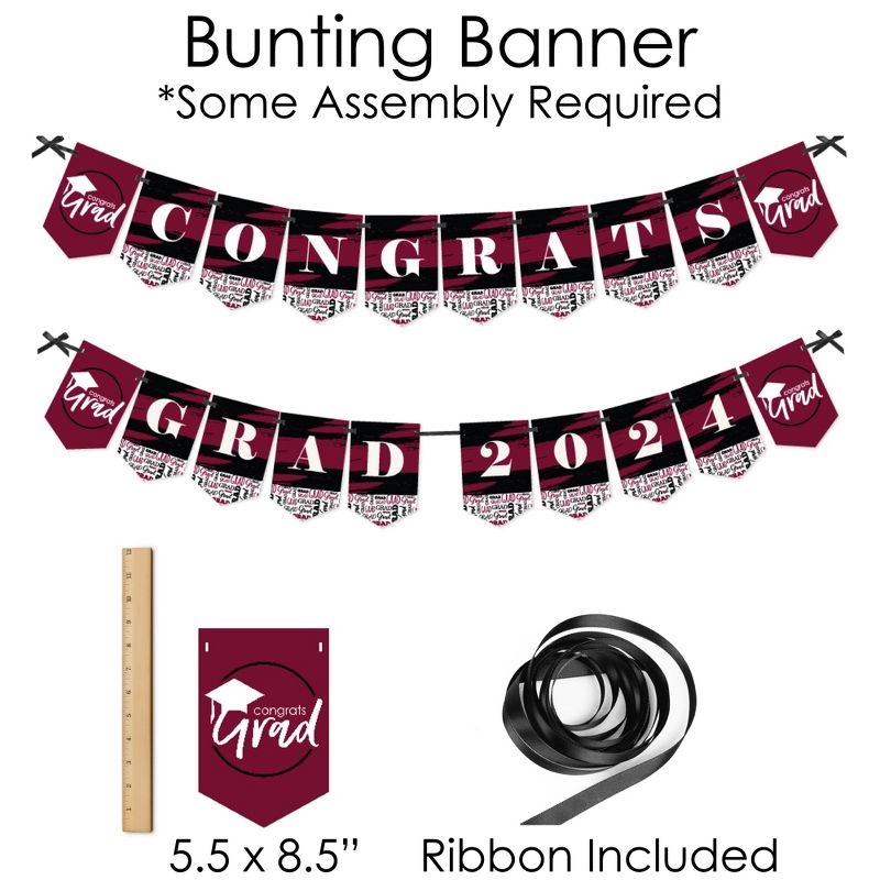 Big Dot of Happiness Maroon Grad - Best is Yet to Come - Banner and Photo Booth Decor - 2024 Burgundy Grad Party Supplies Kit - Doterrific Bundle, 5 of 8