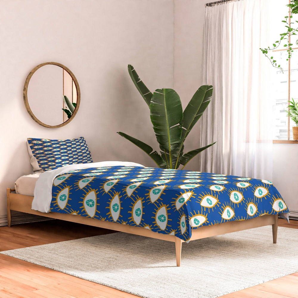 Photos - Duvet Deny Designs King Alja Horvat Eyes Don't lie Comforter and Pillow Shams: Abstract Design, Machine Washable, Non-Woven Fabric