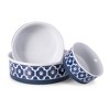 Bone Dry Ceramic Pet Single Bowl Lattice Paw Print, Nautical Blue, Small - 4 of 4