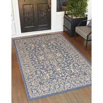 Unique Loom Outdoor Botanical Allover Border Woven Area Rug