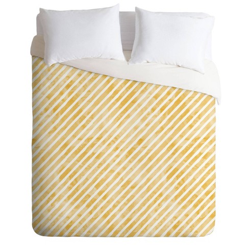 Little Arrow Design Co Stripes Diagonal Duvet Set Yellow Deny