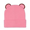 Gloomy Bear Beanie Embroidered Face Design with 3-D Ears Adult Knitted Winter Hat Pink - 2 of 4