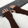 Allegra K Women's Winter Knitted Elbow Long Arm Warmers Fingerless Gloves - 4 of 4