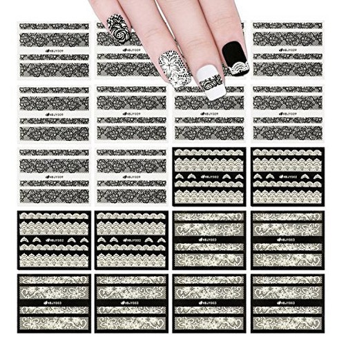 Wrapables Black & White Lace Nail Stickers Fashionable 3D Nail Art (20 sheets) - image 1 of 4