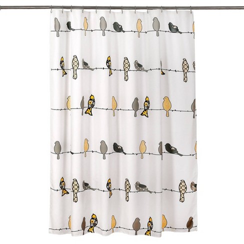 Rowley Bird Shower Curtain Yellow/gray - Lush Décor : Target