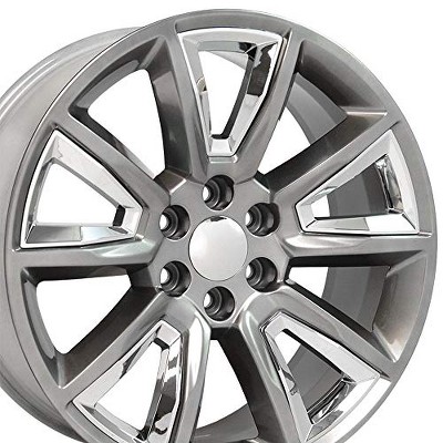 OE Wheels CV73B 22 Inch Rim Fits Tahoe Style 6x139.7 22x9 Gloss Hyper Black with Chrome Insert - Hollander 5696 (1)