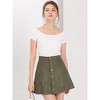 INSPIRE CHIC Women's Faux Suede Button Front A-Line High Waisted Mini Short Skirt - 4 of 4