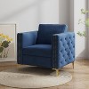 CAVINAS Velvet Upholstered Accent Chair with Rivet Trim and Metal Legs, Button Tufted Armchair for Living Room and Bedroom - 2 of 4