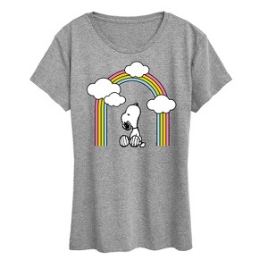 Women's - Peanuts - Snoopy Looking Up Rainbow Short Sleeve Graphic T-Shirt - 1 of 4
