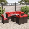 vidaXL Patio Sofa Set with Cushions Modular Outdoor Seating 9 Piece Poly Rattan - Brown without storage - 2 of 4