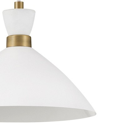 Lark Simon Matte White and Heritage Brass LED Bowl Pendant