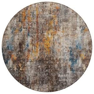 Taupe Chocolate And Copper Abstract Washable Indoor Outdoor Area Rug - 1 of 4