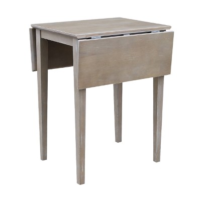 Elegant Washed Gray Taupe Solid Wood Extendable Dropleaf Dining Table