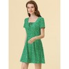 Allegra K Women's Printed Summer Casual Square Neck Short Sleeve Fit and Flare Dress - 2 of 4