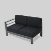 Cape Coral 5pc Aluminum Sofa Set with Cushions: Sectional Chat & Glass Table - Christopher Knight Home - 3 of 4