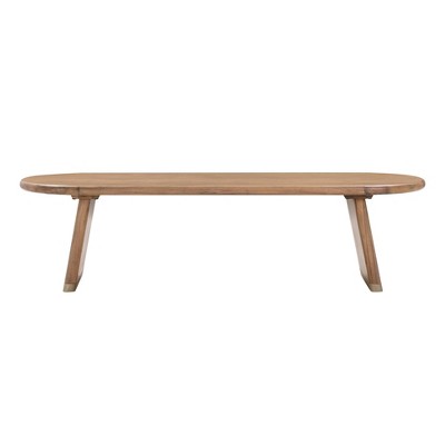 Samantha Cognac Acacia Bench with Gold Accents and Boucle Seat