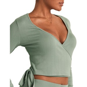 Adore Me Women's Pointelle Ballet Wrap Long Sleeve Lounge - 1 of 4