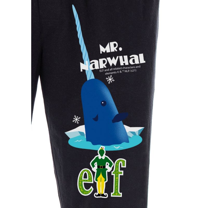 Elf The Movie Men's Mr. Narwhal Loungewear Sleep Bottoms Pajama Pants Black, 3 of 4