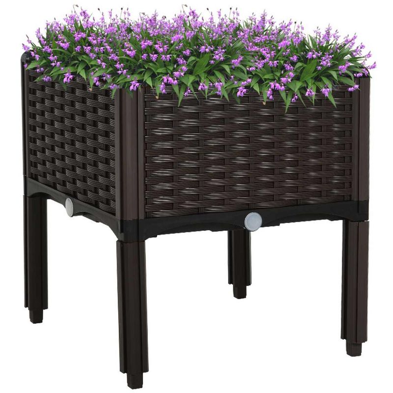 Outsunny Plastic Raised Garden Bed Planter Raised Bed with Self-Watering Design and Drainage Holes for Flowers, 1 of 8