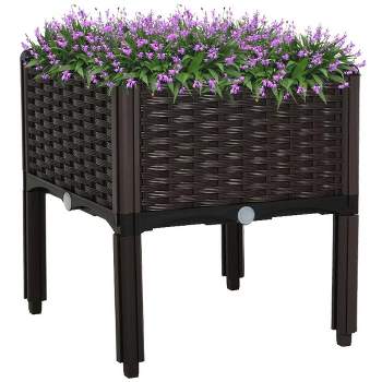 Outsunny Plastic Raised Garden Bed Planter Raised Bed with Self-Watering Design and Drainage Holes for Flowers